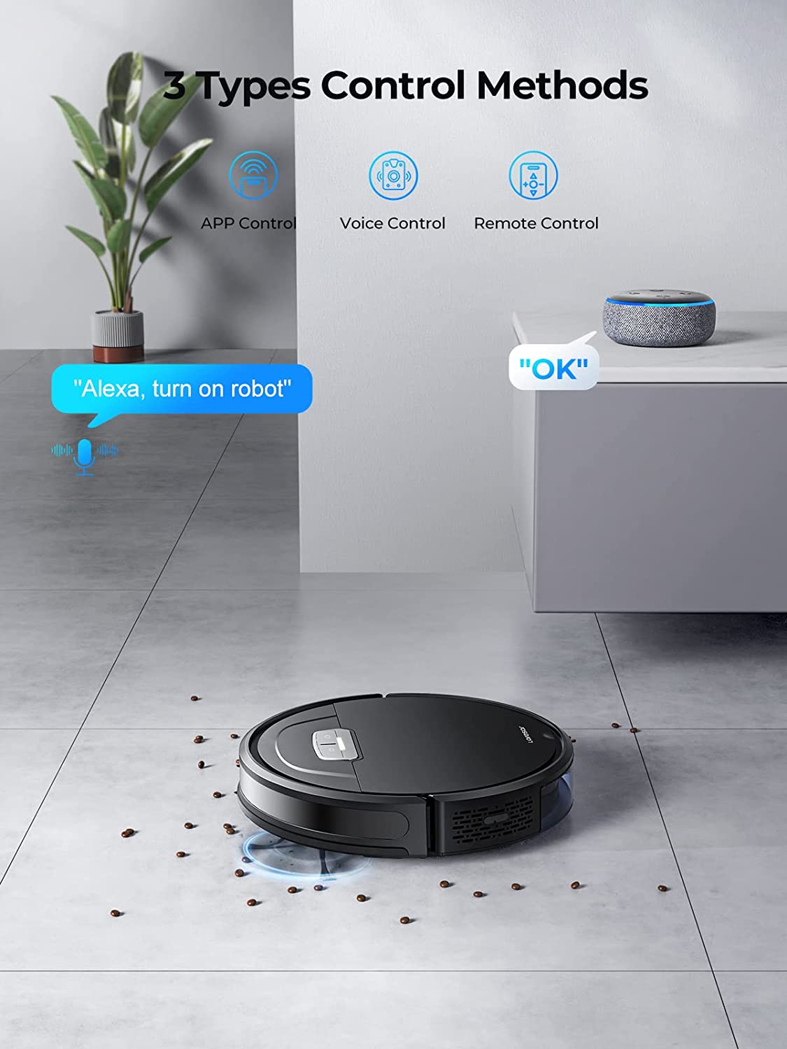  HONITURE Robot Vacuum Cleaner, G20 Robot Vacuum and Mop Combo  3 in 1, 4000pa Strong Suction, Self-Charging, App&Remote&Voice Control,  Compatible with Alexa, Ideal for Carpet, Hard Floor, Pet Hair.