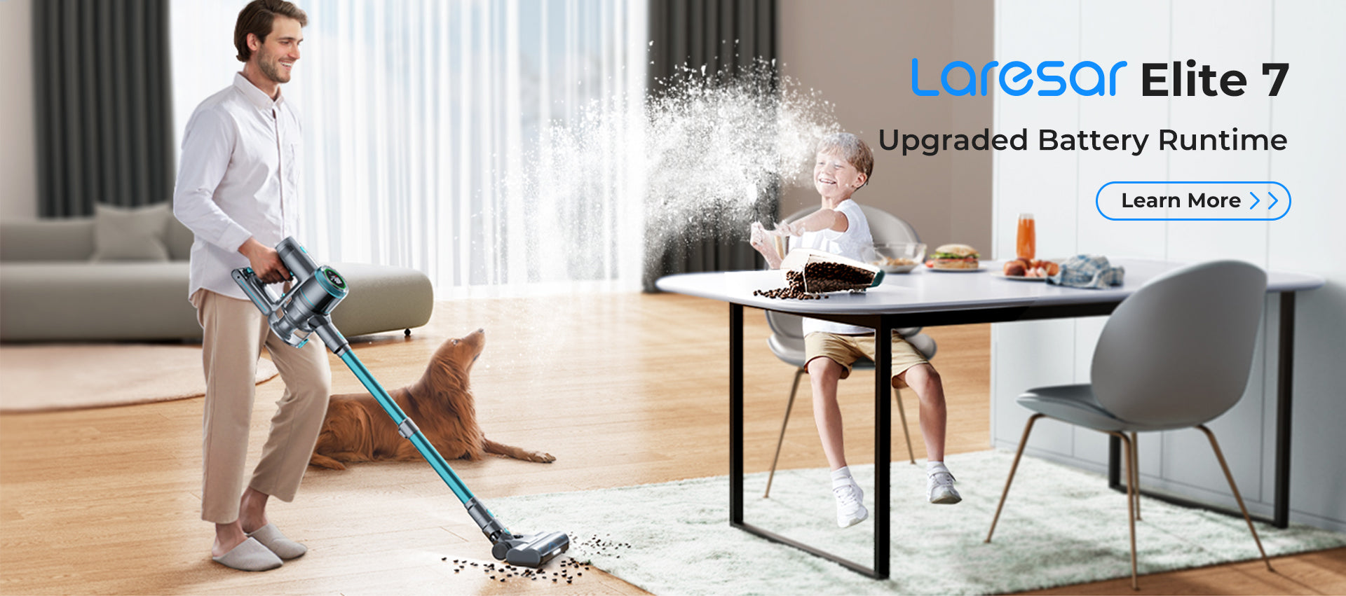Laresar Cordless Vacuum Cleaner, 400W/33Kpa Stick Vacuum Cleaner with Touch  Screen, Up to 50 Mins Runtime, Handheld Anti-Tangle Vacuum Cleaner, Edge